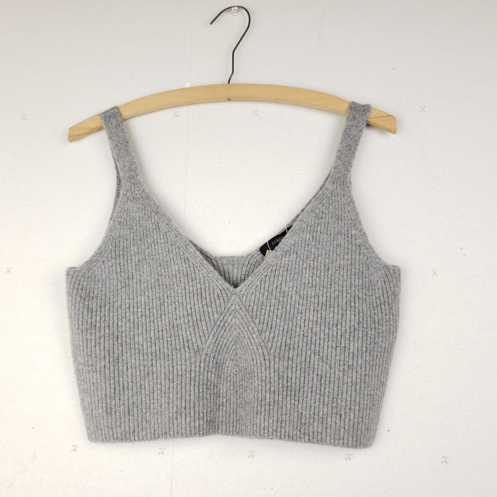 J.Crew Cashmere Cropped Sweater Tank Heathered Ash Gray XL Style BA395